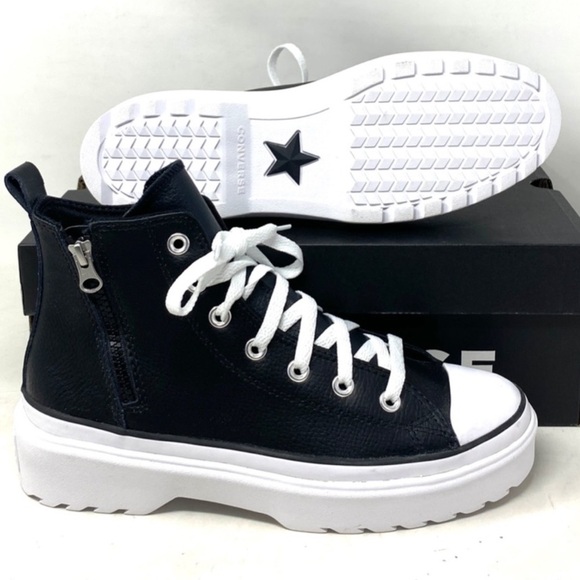 Converse Chuck Taylor Lugged Lift Platform Shoe Kid Leather A005540C NWOB - Picture 3 of 10